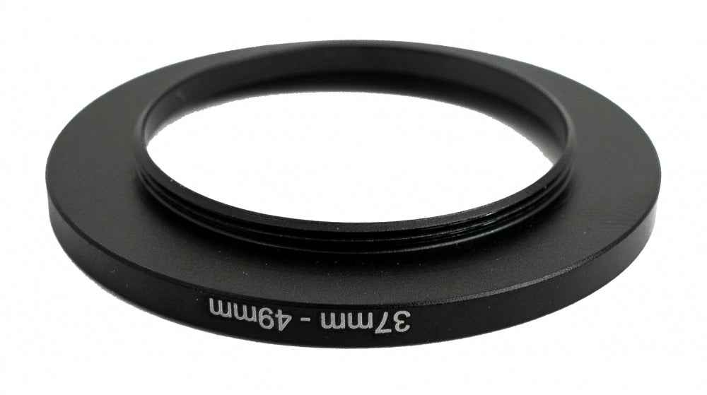 SYSTEM-S Objektiv Adapter 37 mm Gewinde zu 49 mm Step Up Ring in Schwarz für Filter
