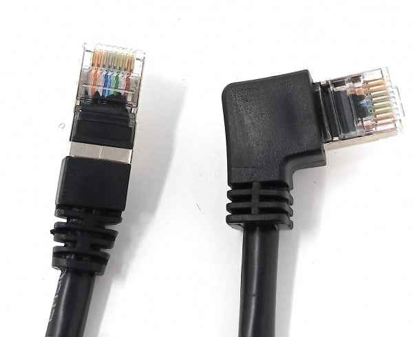 SYSTEM-S LAN Kabel 0,5 m RJ45 Stecker Ethernetkabel Netzwerkkabel Winkel in Schwarz