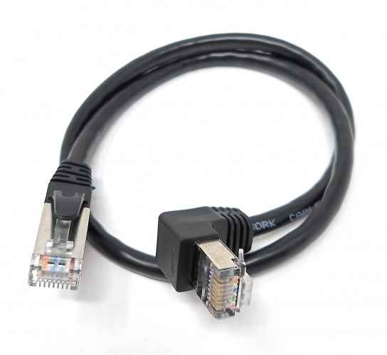 SYSTEM-S LAN Kabel 0,5 m RJ45 Stecker Ethernetkabel Netzwerkkabel Winkel in Schwarz