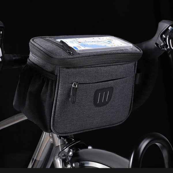 SYSTEM-S Fahrrad Tasche Lenker Befestigung wasserfest mit Flaschenhalter in Schwarz