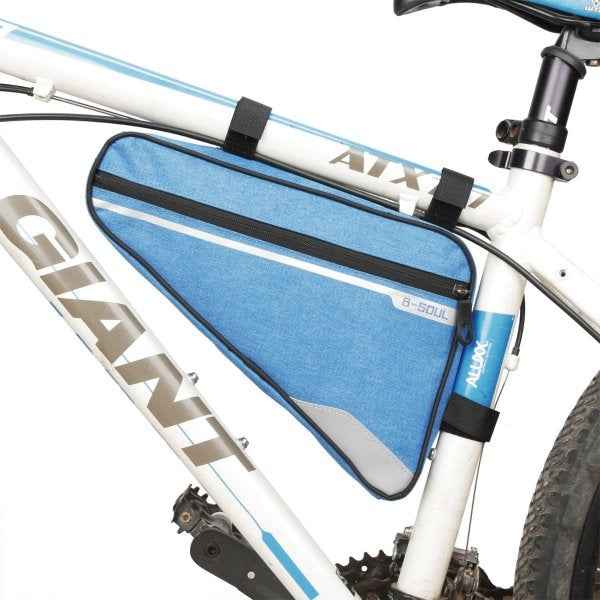 SYSTEM-S Fahrrad Tasche Befestigung spritzwasserfest in Blau Dreiecktasche Rahmentasche Triangeltasche