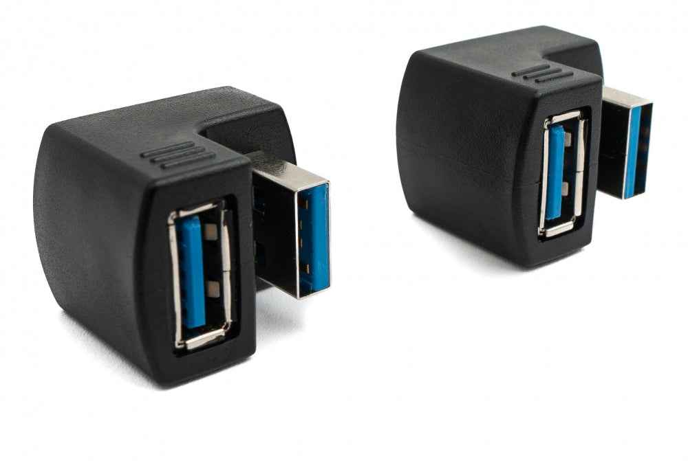 SYSTEM-S 2x USB 3.0 180° Adapter Typ A Stecker zu Buchse Kabel in Schwarz