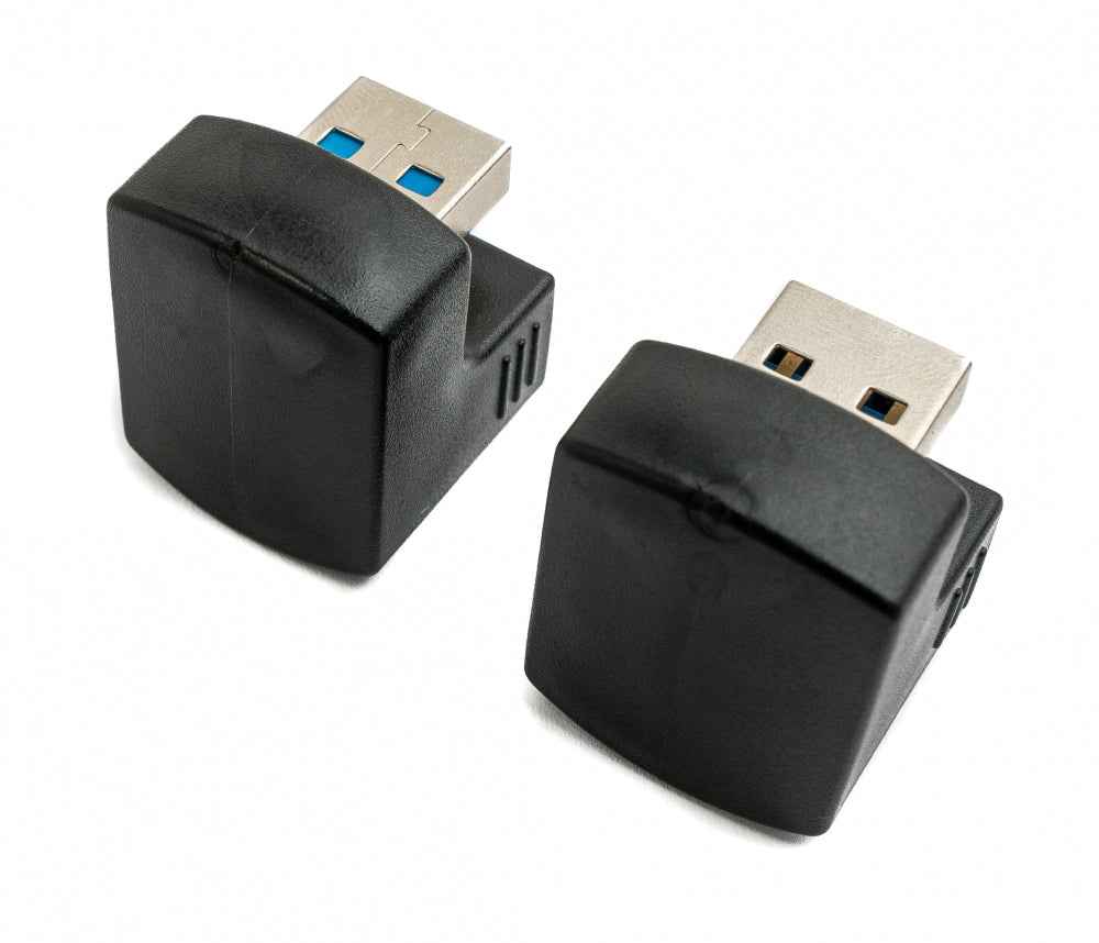 SYSTEM-S 2x USB 3.0 180° Adapter Typ A Stecker zu Buchse Kabel in Schwarz