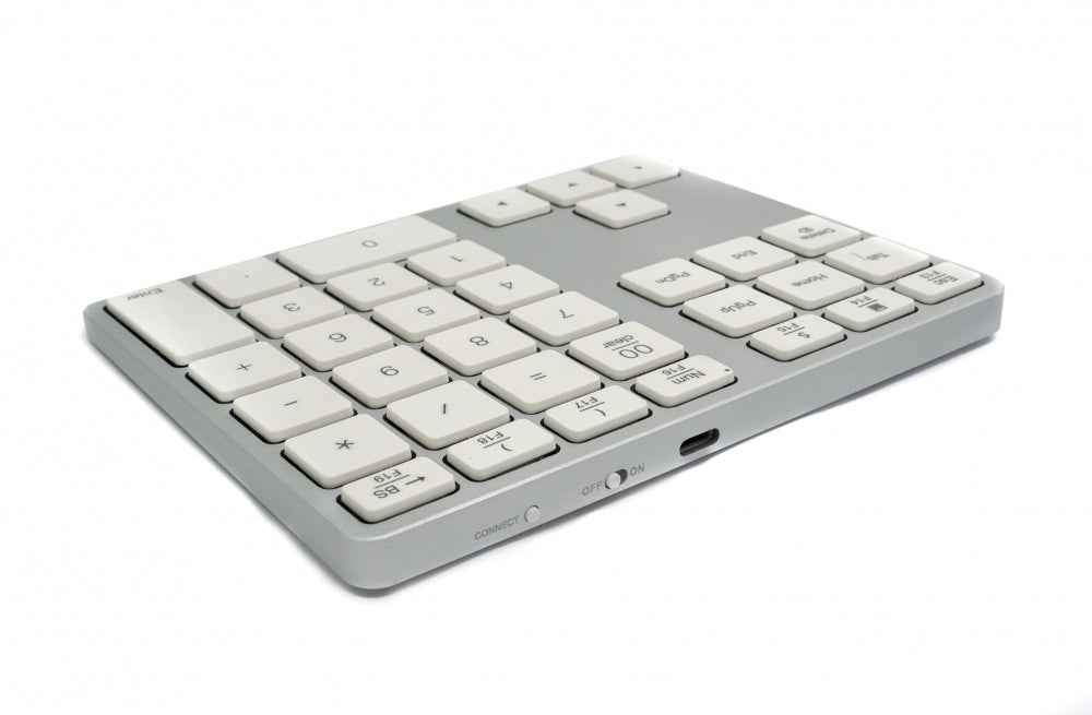 SYSTEM-S Numpad Bluetooth 3 2.4 GHz Ziffernblock Tastatur mit Akku USB in Weiß