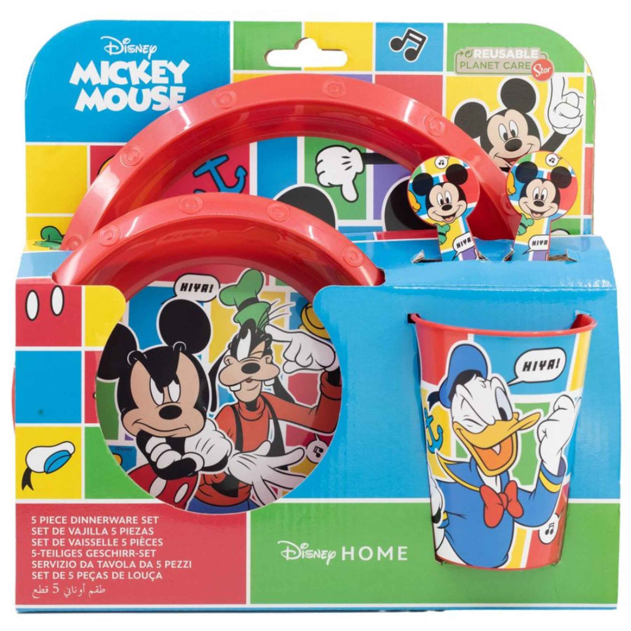 Micky Maus Plastik Geschirr Set 5-Teile Kunststoffset für Kinder