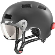 uvex rush visor - leichter City-Helm für Damen und Herren - mit Visier - inkl. LED-Licht - dark silver matt - 58-61 cm Hauptansicht