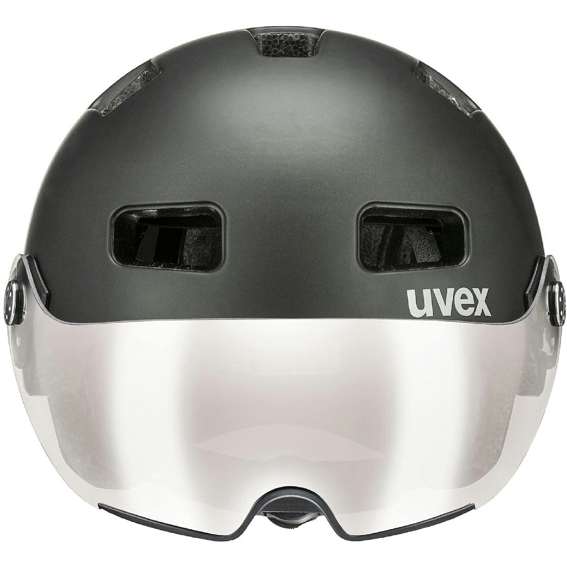 uvex rush visor - leichter City-Helm für Damen und Herren - mit Visier - inkl. LED-Licht - dark silver matt - 58-61 cm Hauptansicht