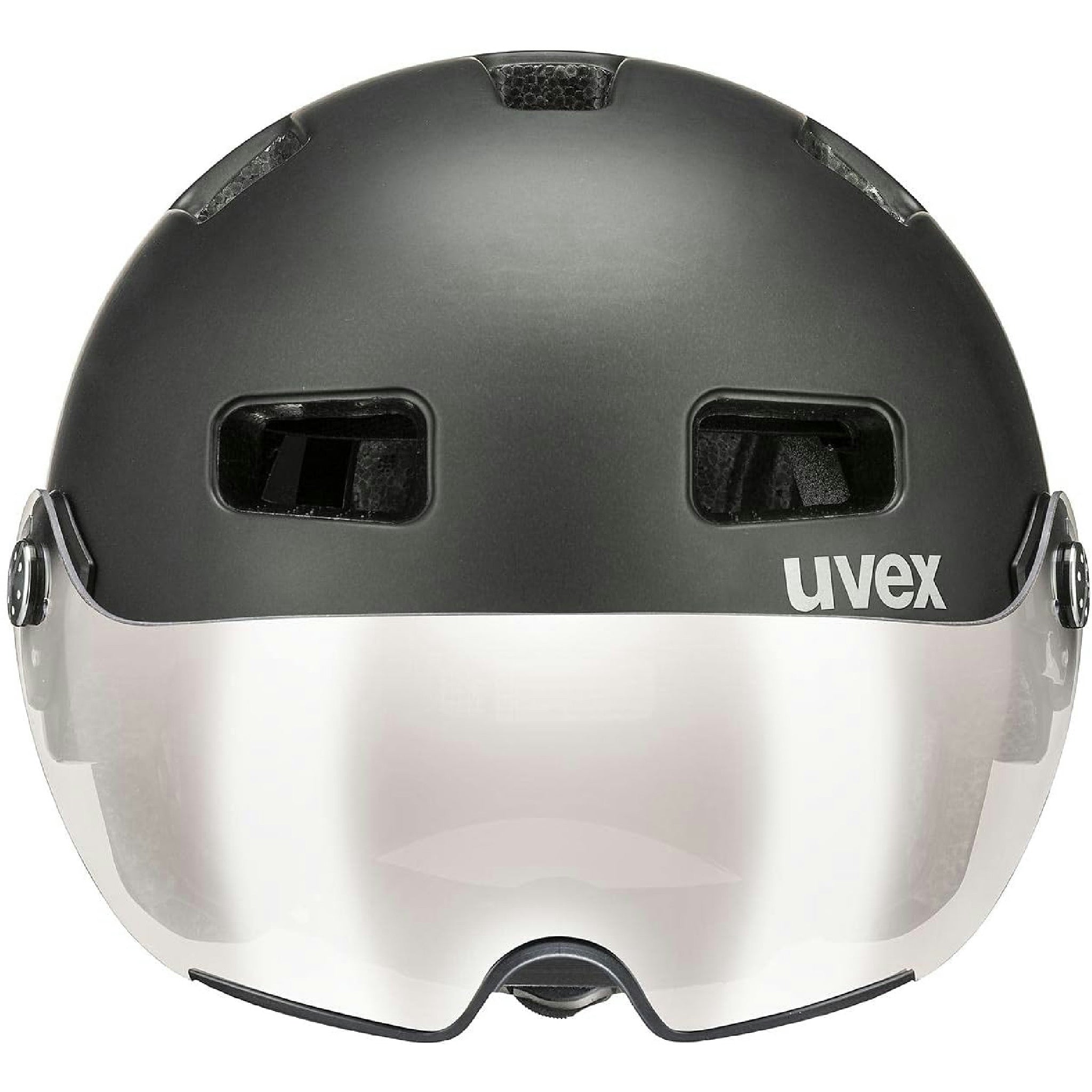 uvex rush visor - leichter City-Helm für Damen und Herren - mit Visier - inkl. LED-Licht - dark silver matt - 58-61 cm Hauptansicht