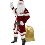 Ahititi Weihnachtsmann Kostüm für Männer 12 Stk Set Weihnachtsfeier Cosplay für Erwachsene Roter Deluxe Samt Weihnachtsmann-Anzug 2XL Hauptansicht