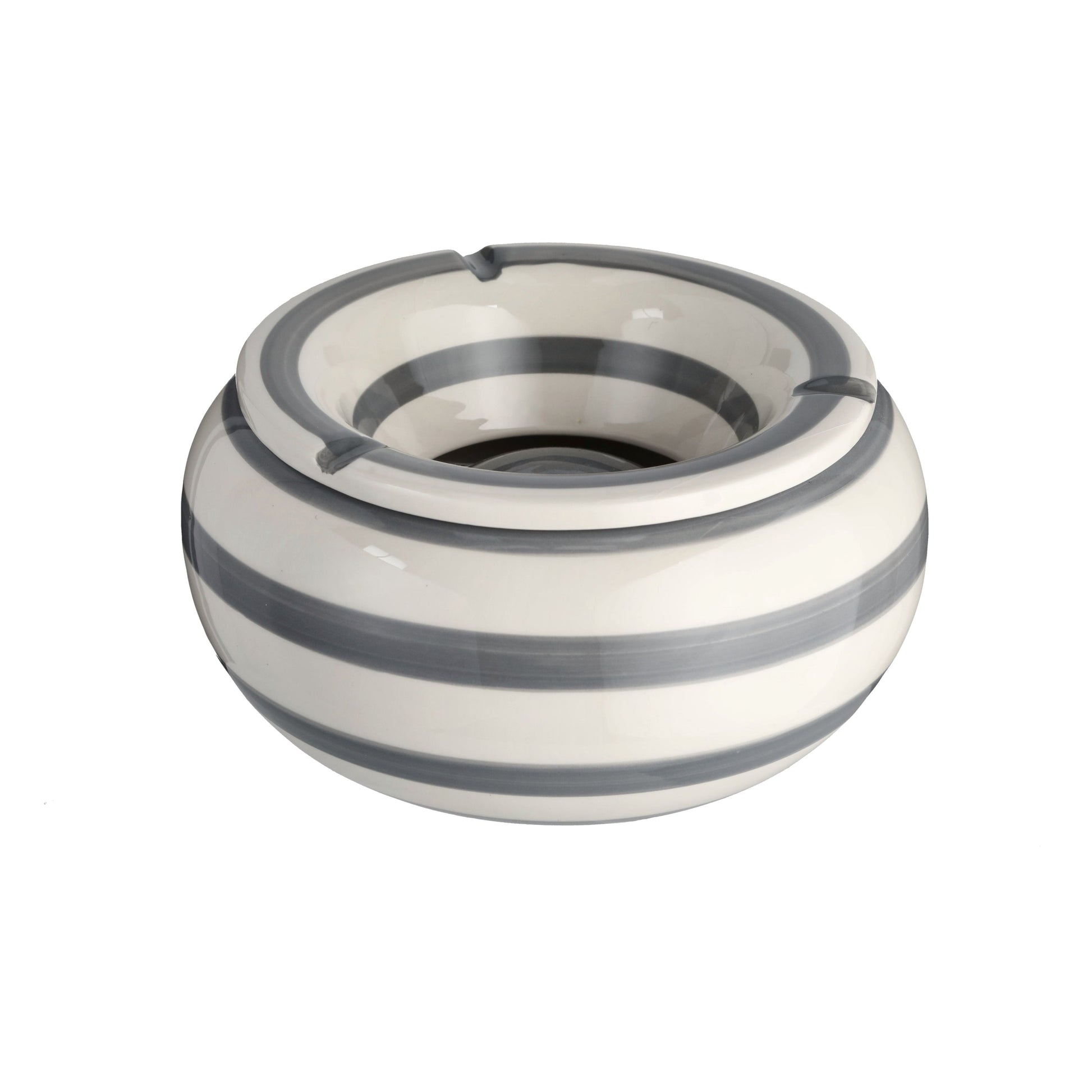 Sturmaschenbecher Mykonos M/XXL 23 cm maritim grau-weiß gestreift von Zeus