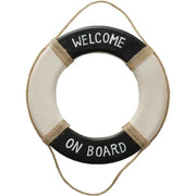 Wandbild Rettungsring Maritim schwarz 20 cm Holz Wanddeko Jute Deko Küs