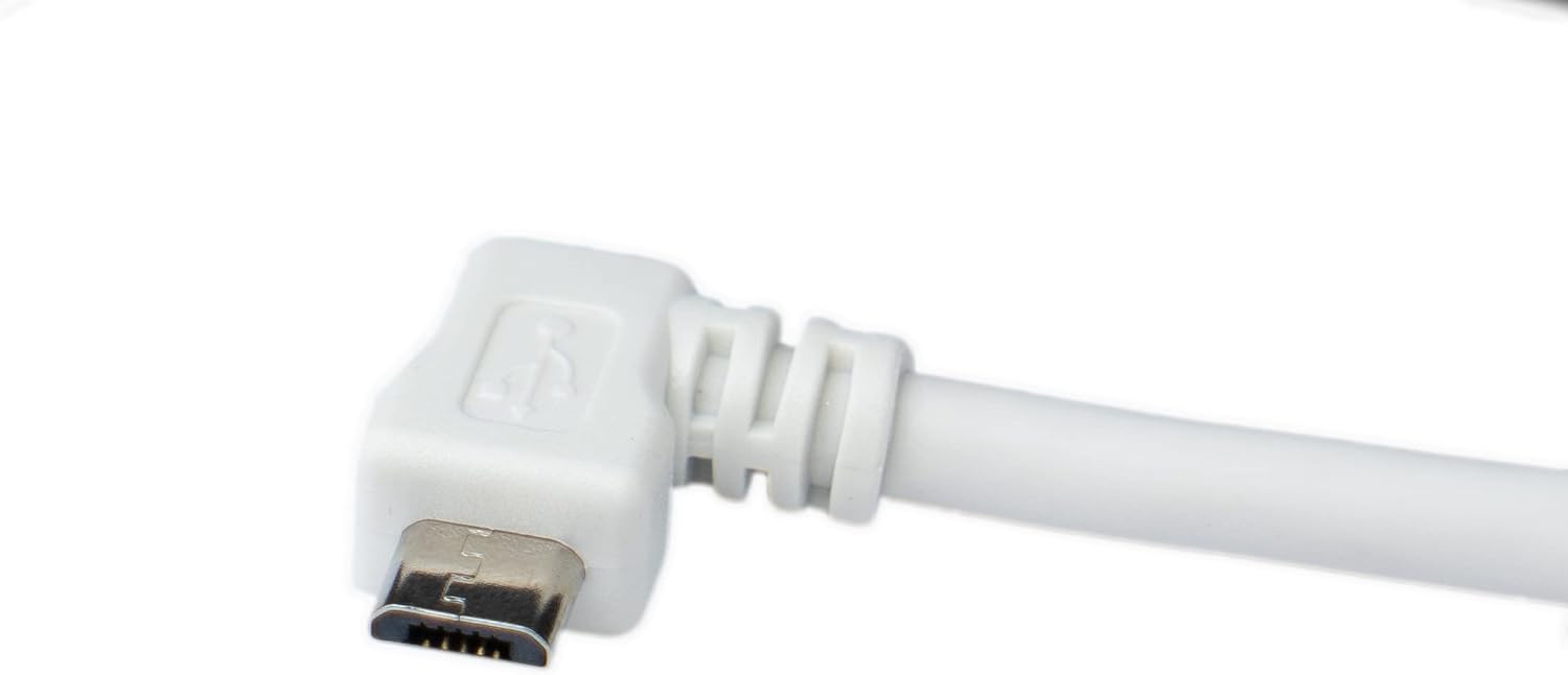 USB 2.0 Micro B Kabel 3 m gewinkelt 90 Grad Winkelstecker weiß | SYSTEM-S