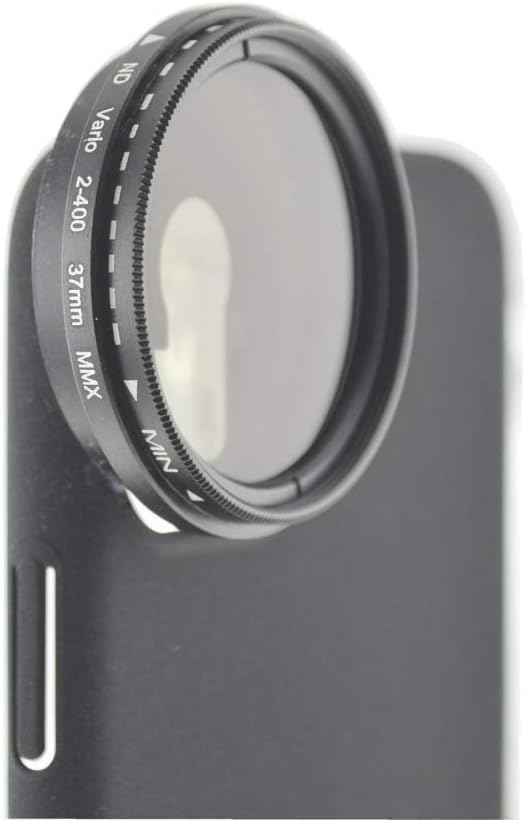SYSTEM-S ND Vario Filter 37mm Neutraldichtefilter Schwarz mit Hülle kompatibel mit iPhone 12 Pro Max