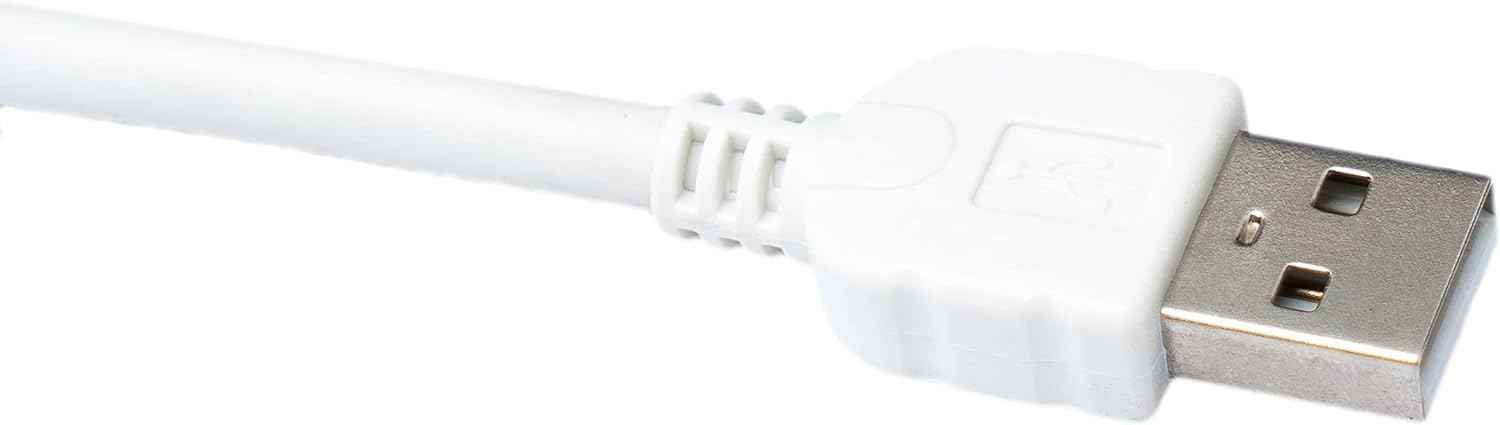 SYSTEM-S 3 m Micro USB 2.0 Kabel gewinkelt 90 grad Winkelstecker (links) WEISS