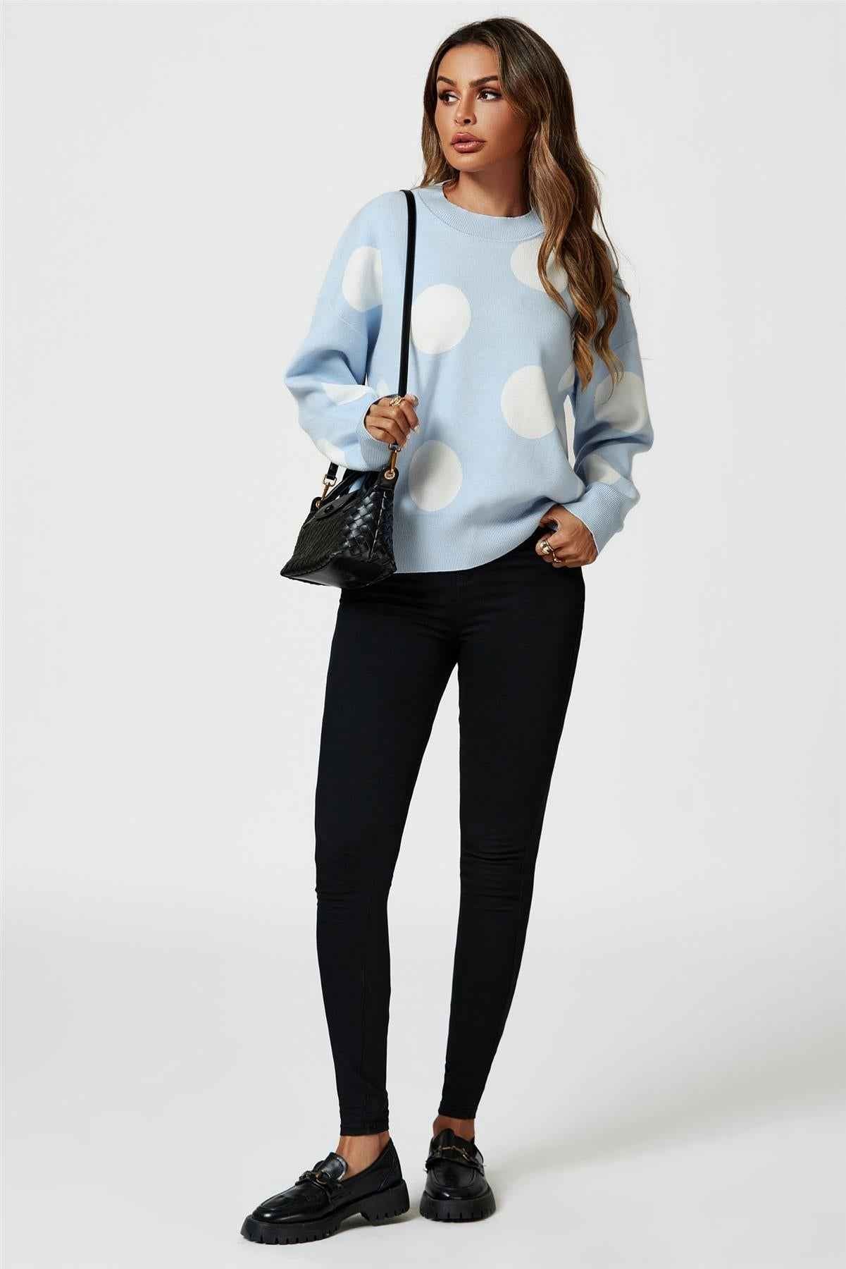 Dot Pattern Knitted Jumper In Blue