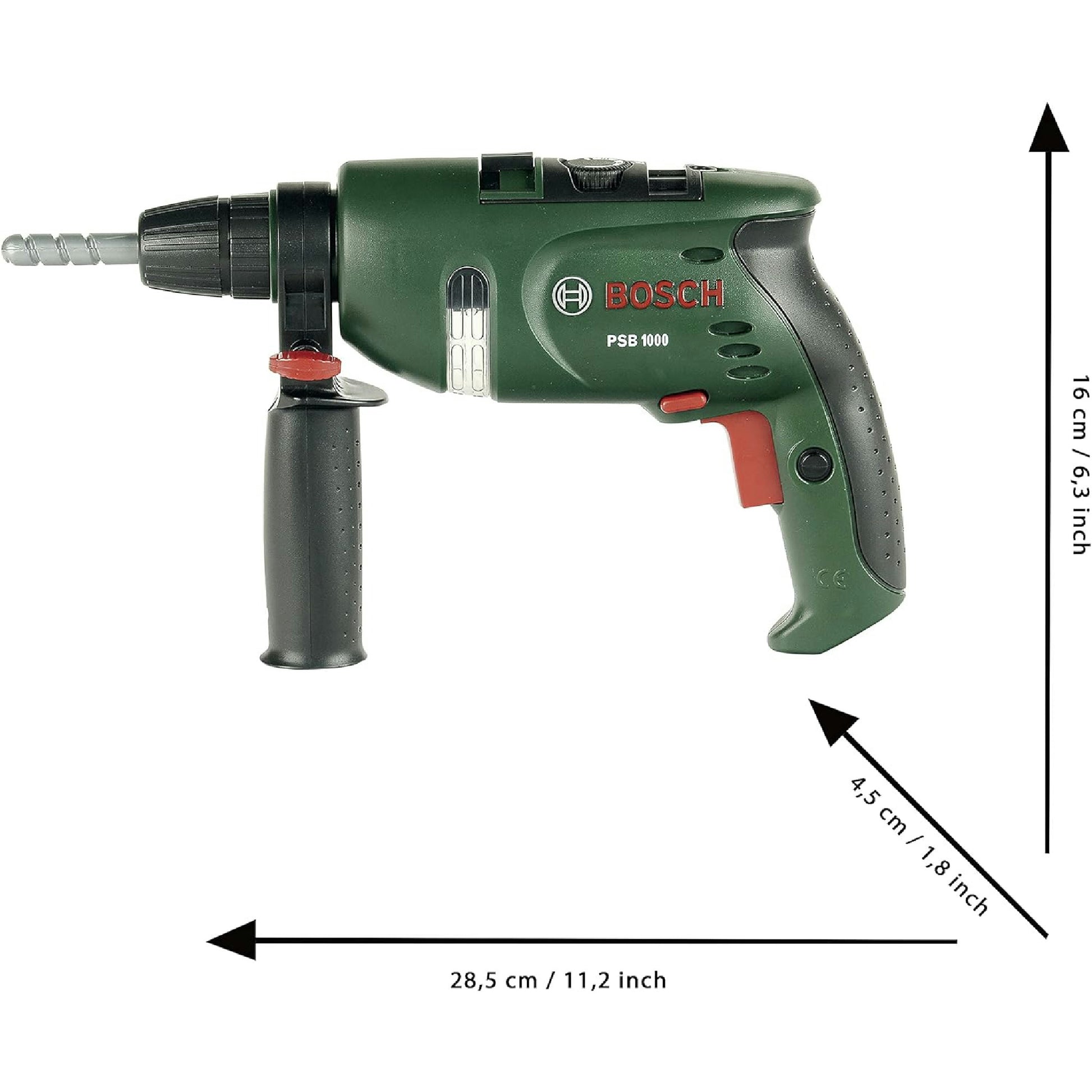 Theo Klein 8413 Trapano Bosch, Punta rotante a batterie, Con effetti sonori e luminosi, Dimensioni- 28,5 cm x 4,5 cm x 16 cm, Giocattolo per bambini a partire dai 3 anni di età Hauptansicht