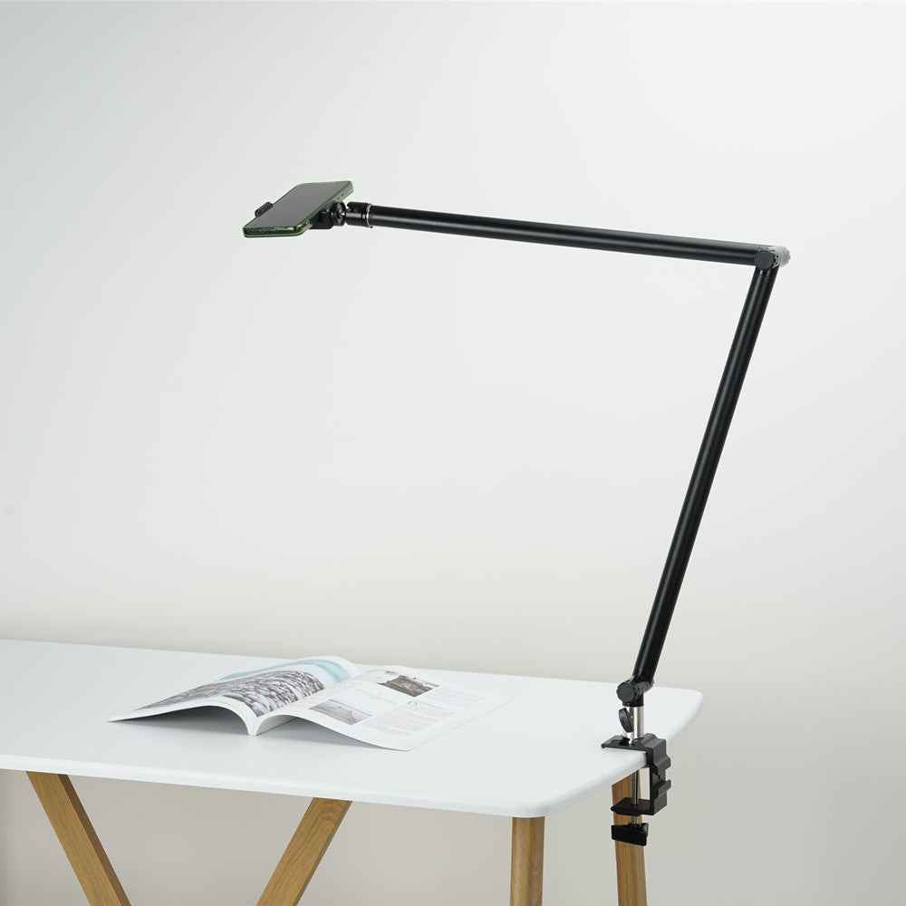 SYSTEM-S Tischhalterung 360° Schwanenhals Ständer für Tablets Smartphones in Schwarz
