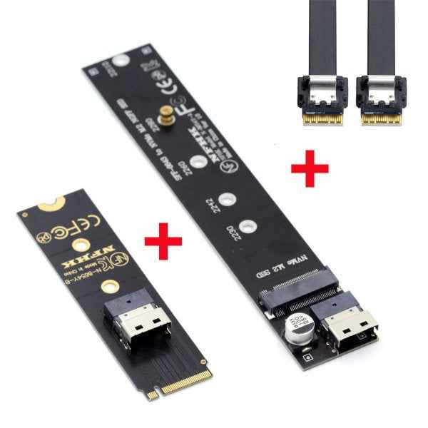 SYSTEM-S SFF-8654 NGFF M-key 40 cm NVME Kabel Stecker zu Buchse für Mainboard SSD