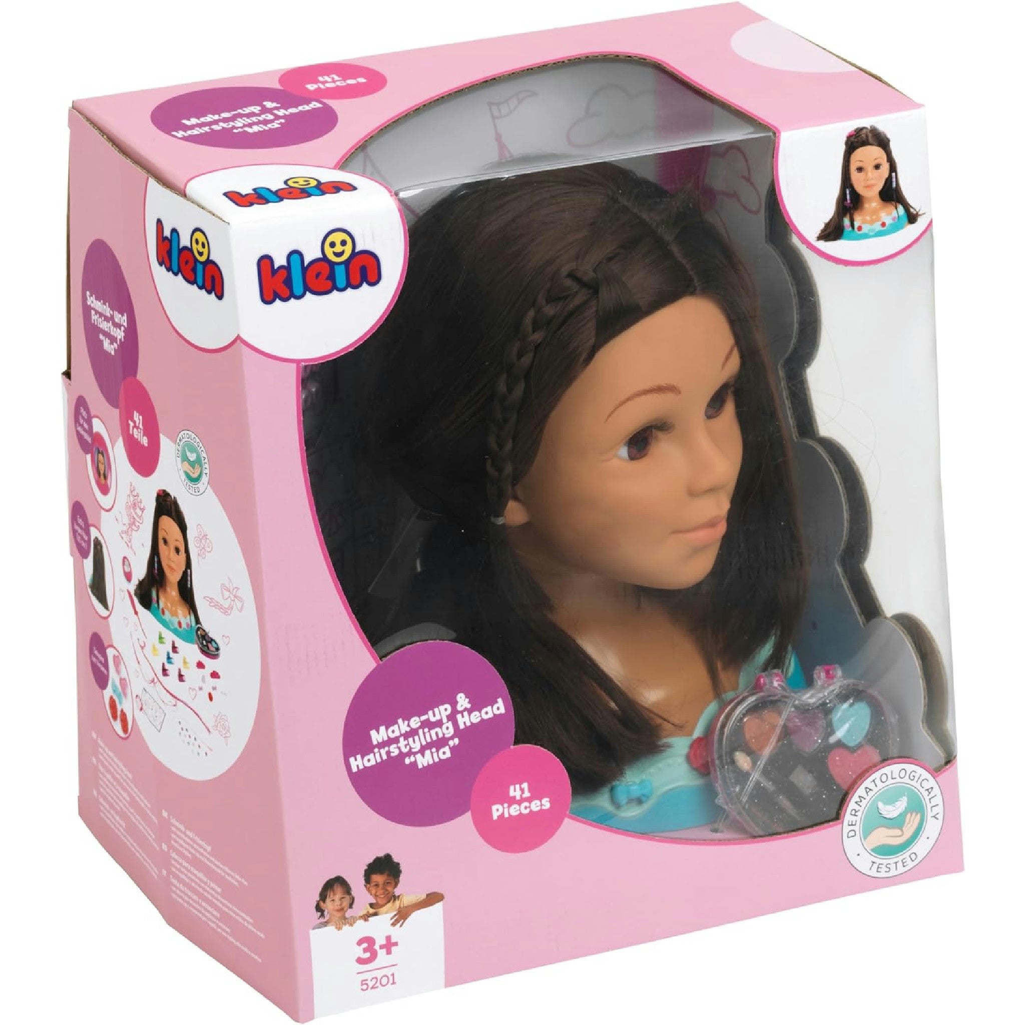 Theo Klein 5201 Schmink- und Frisierkopf Mia I Inkl. Kosmetikherz und Haarschmuck I Wasch- und kämmbares Haar I Maße: 23,5 cm x 13 cm x 27 cm I Spielzeug für Kinder ab 3 Jahren Hauptansicht