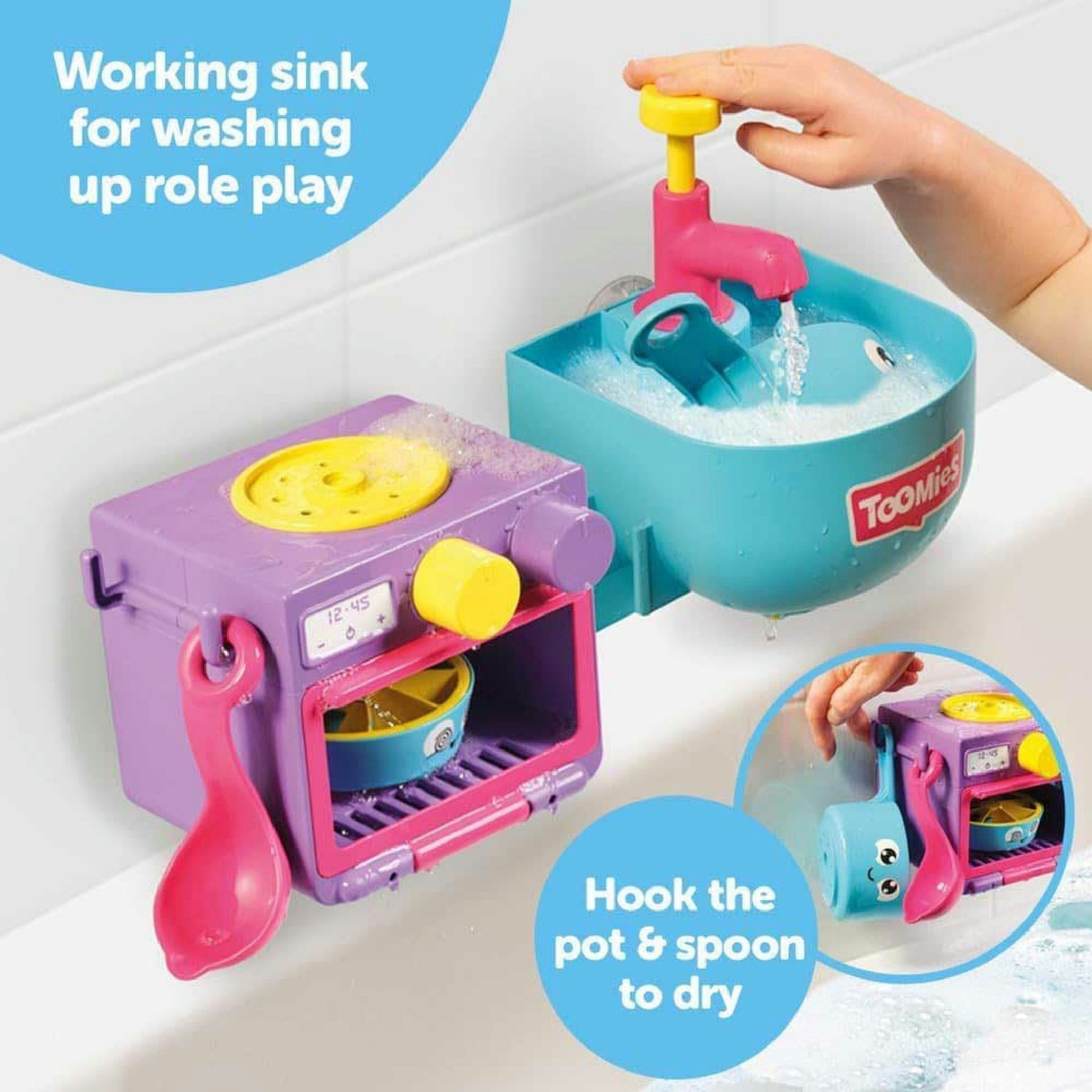 Toomies Bubble & Bake Badewannen Küche, Baby Badespielzeug, Wasserspielzeug, Badespielzeug für Kleinkinder, 2 in 1 Spielset, Badewannenspielzeug geeignet für Kinder ab 18 Monate + Hauptansicht