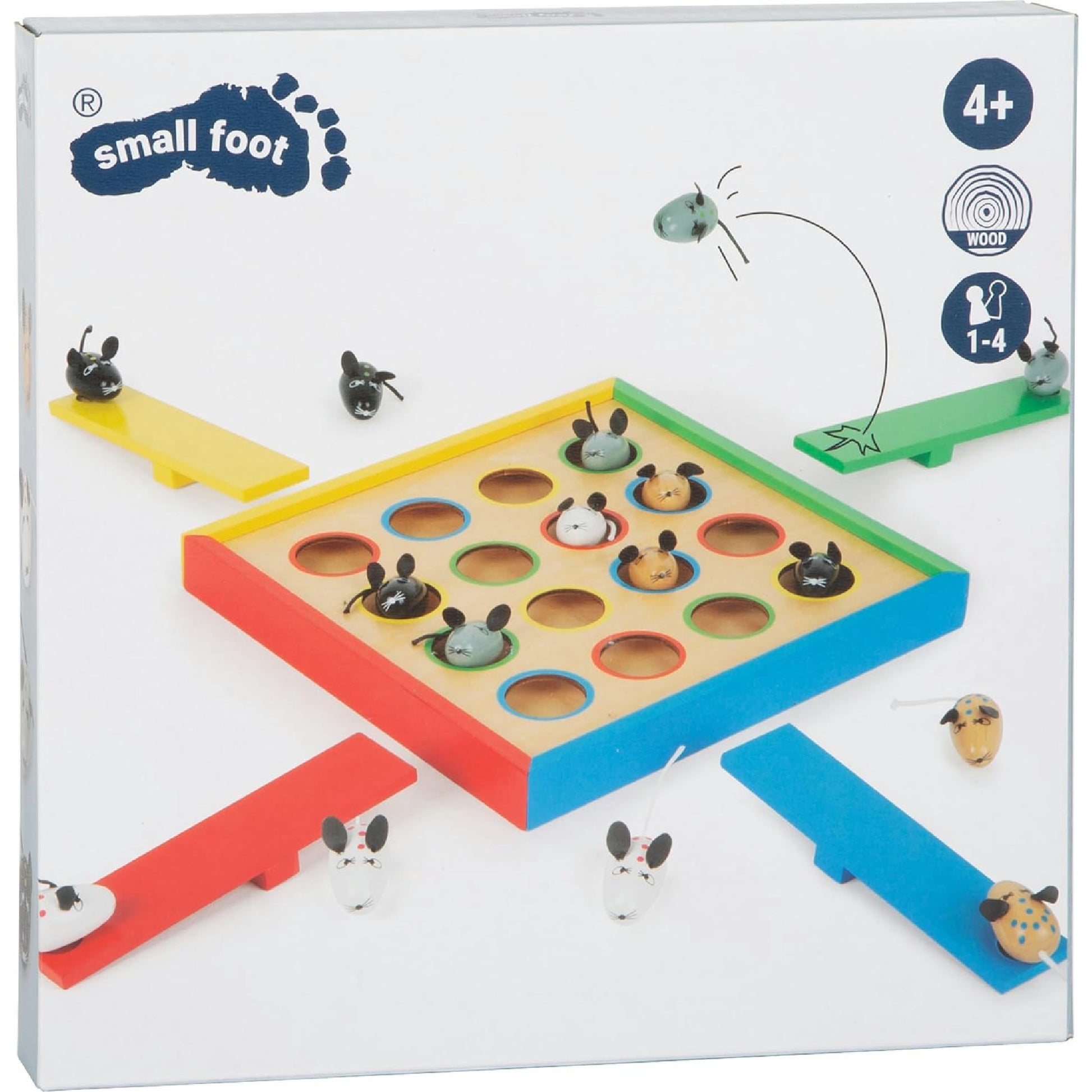 small foot Geschicklichkeitsspiel Hüpfmäuse aus Holz, Gesellschaftsspiel für 1 bis 4 Spieler, ab 4 Jahren, 7959 Hauptansicht