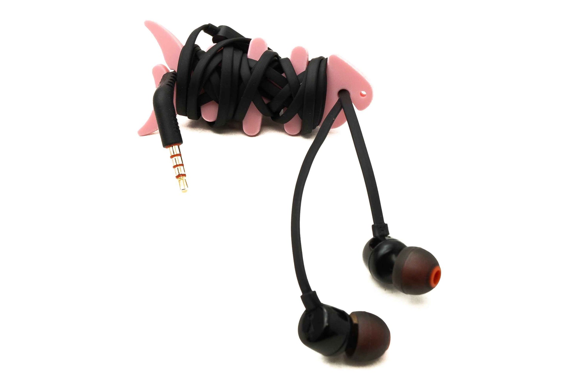 SYSTEM-S 5er Set Kabelmanager Wrap Kabelaufroller Fischform Silikon Aufwickler Kabelschutz in Pink
