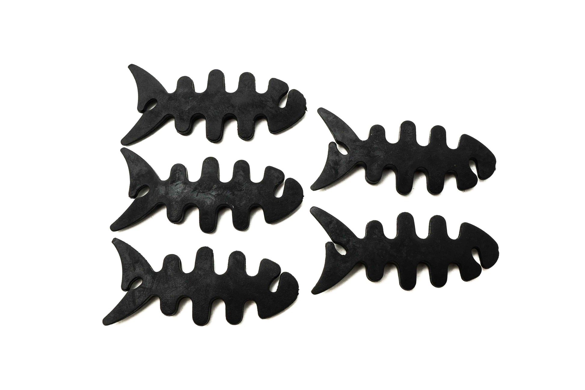 SYSTEM-S 5er Set Kabelmanager Wrap Kabelaufroller Fischform Silikon Aufwickler Kabelschutz in Schwarz