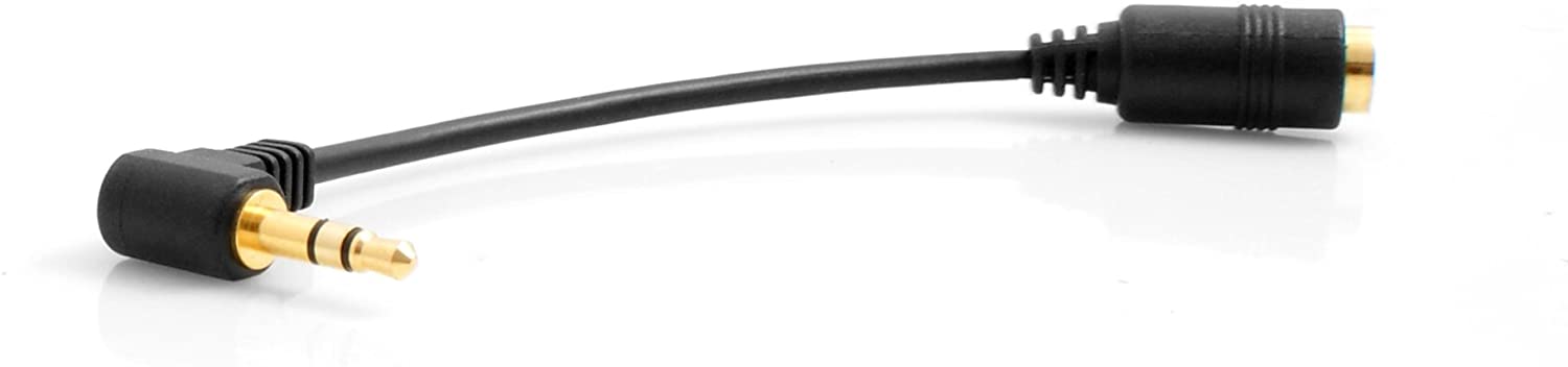 Aux-Kabel 3,5 mm Klinke Stecker auf Buchse gewinkelt 12 cm Stereo | System-S
