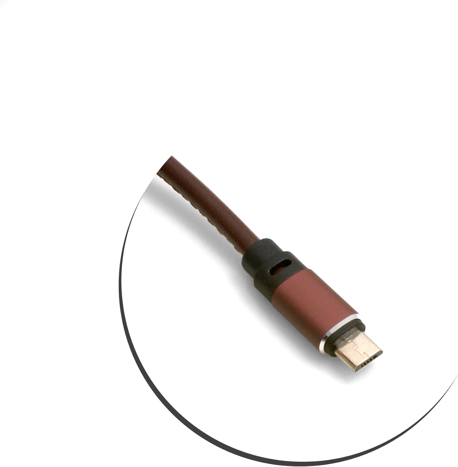 Micro-USB-Adapterkabel USB 3.0 25 cm Lederoptik Braun Aluminium | System-S