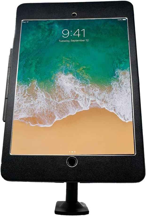 SYSTEM-S Stangen Halterung mit Schloss Befestigung aus Metall Schwarz für iPad Pro 10,5"