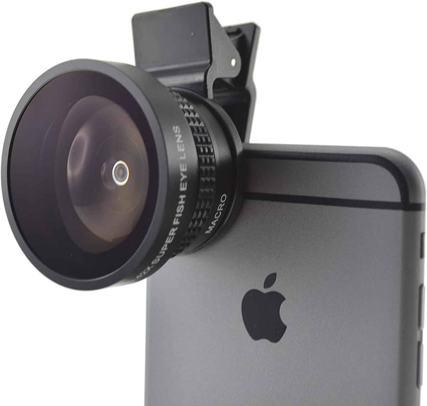 SYSTEM-S Fischaugen und Makro 37 mm Linse mit Clip und Schutztasche für Smartphone