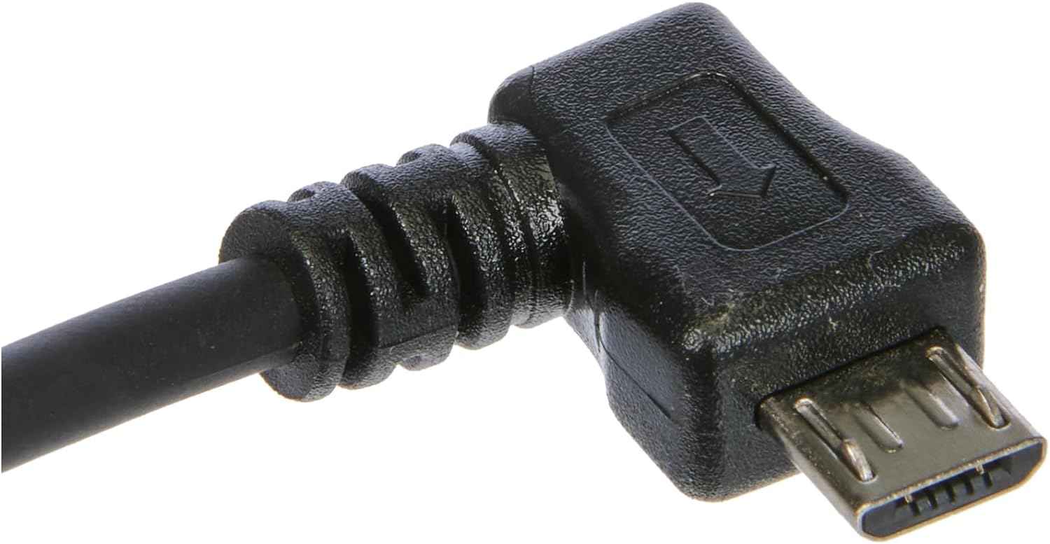 System-S Micro USB 2.0 Kabbel gewinkelt 90 grad Winkelstecker (links/male) Datenkabel und Ladekabel 50 cm