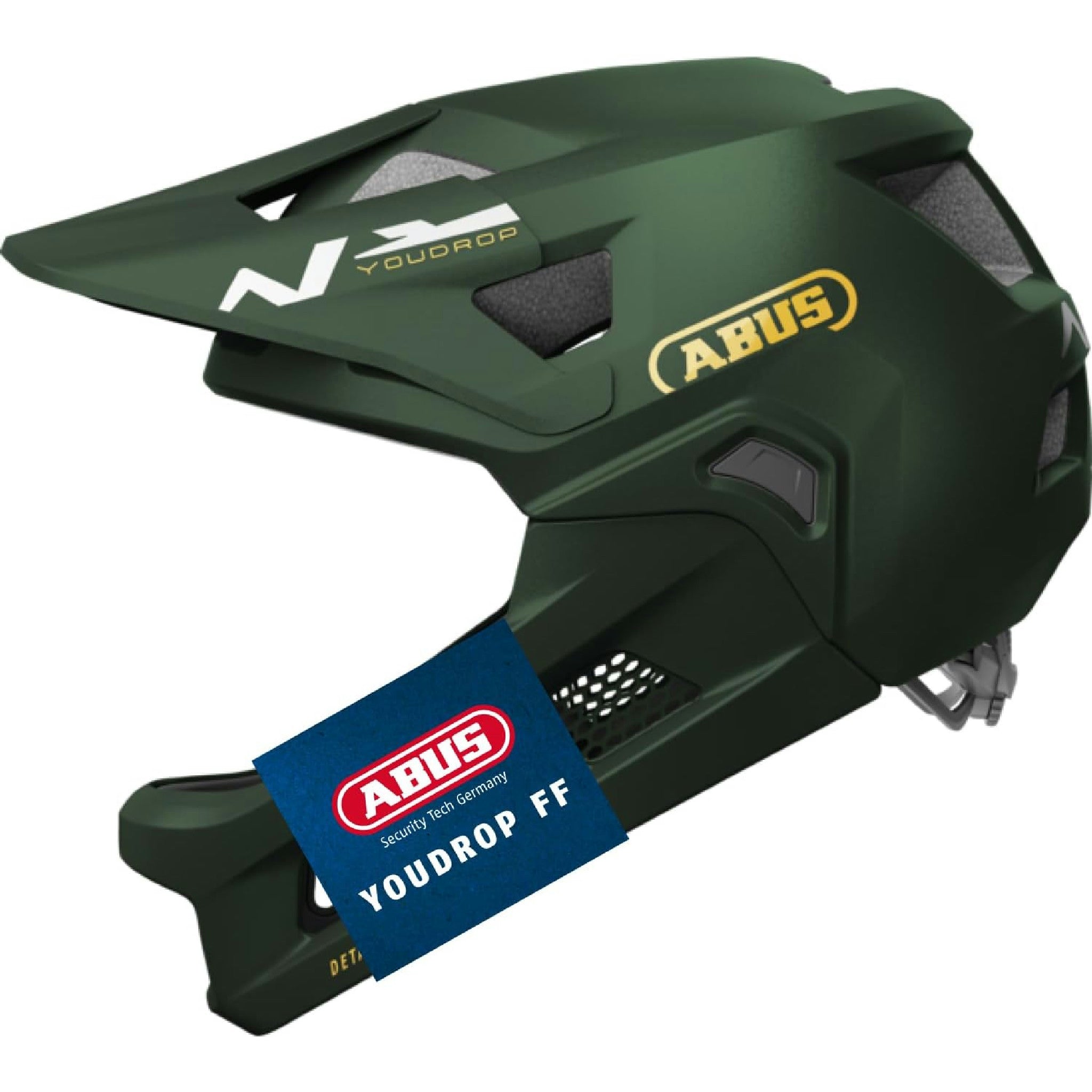 ABUS MTB-Helm YouDrop FF - Fullface-Helm für Kinder und Jugendliche - für den Einstieg in den Mountainbikesport - mit abnehmbarem Kinnschutz - Grün, Größe S Hauptansicht