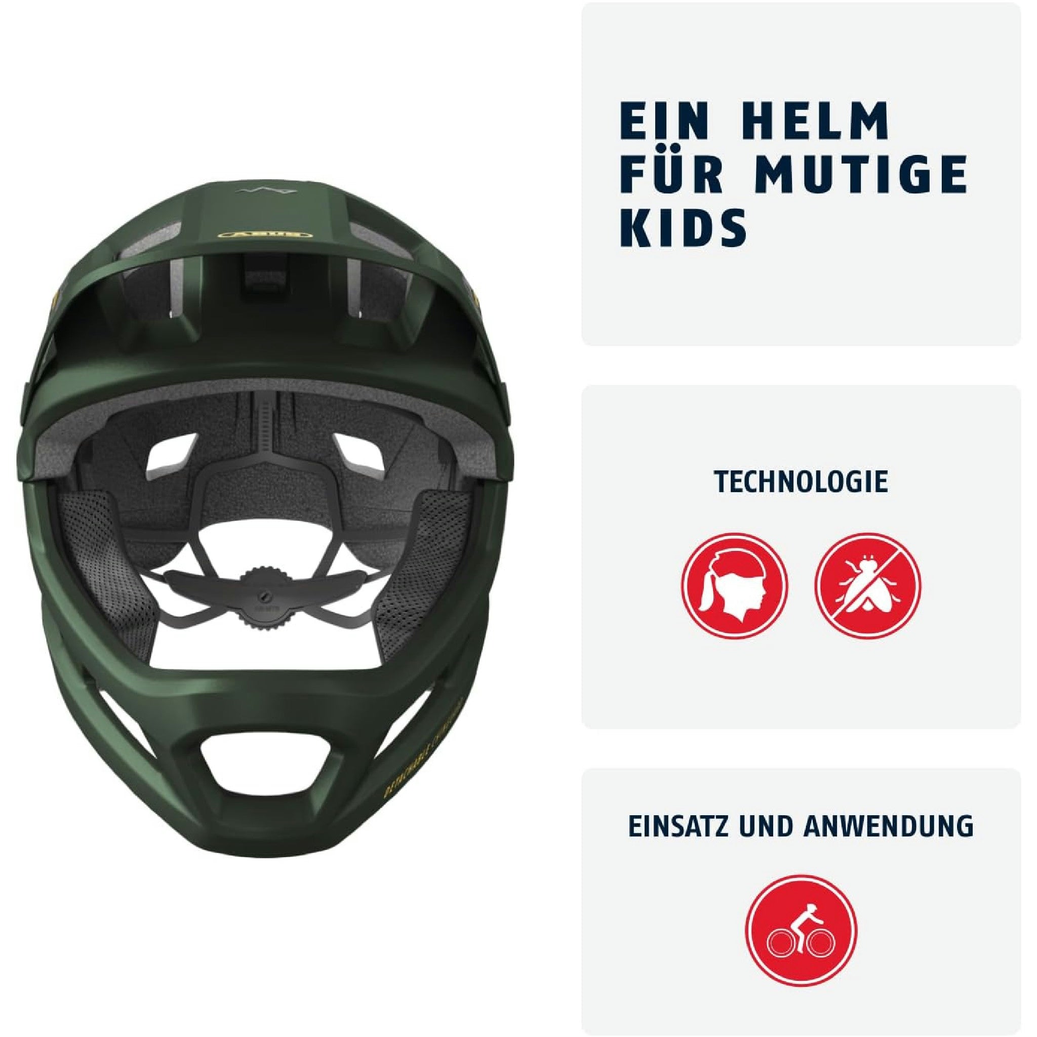 ABUS MTB-Helm YouDrop FF - Fullface-Helm für Kinder und Jugendliche - für den Einstieg in den Mountainbikesport - mit abnehmbarem Kinnschutz - Grün, Größe S Hauptansicht