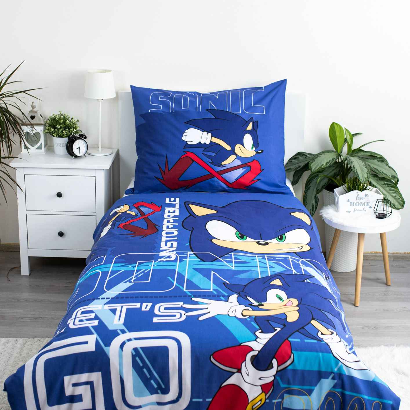 Sonic Bettwäsche - 140x200 cm weiche Baumwolle Kissen und Decke