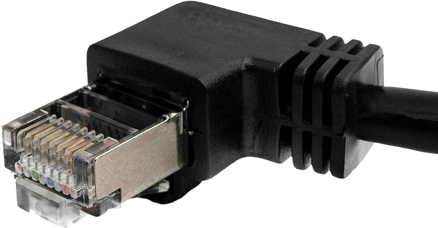SYSTEM-S LAN Kabel 0,5 m RJ45 Stecker Ethernetkabel Netzwerkkabel Winkel in Schwarz