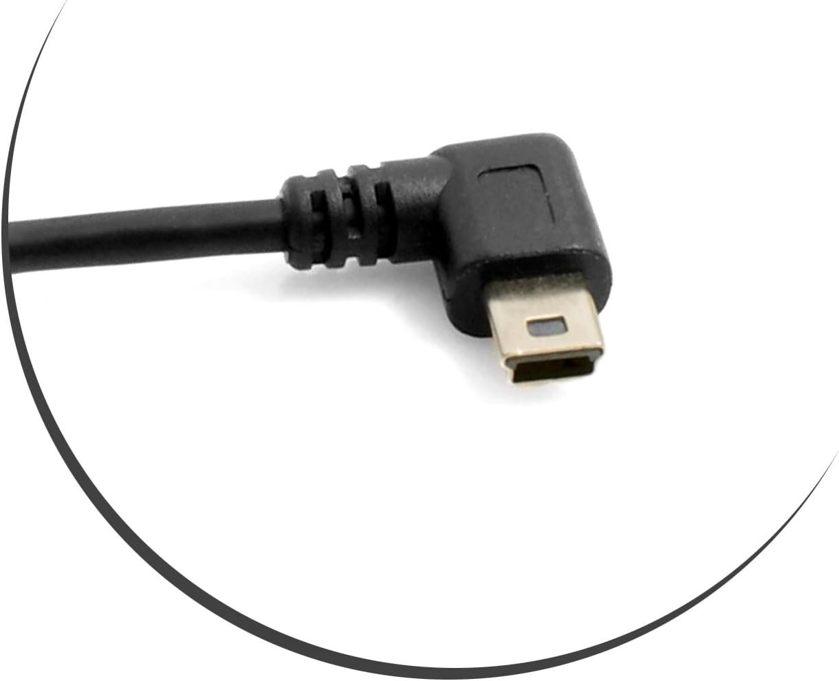 Mini USB Kabel gewinkelt links 25 cm schwarz Daten- und Ladekabel | SYSTEM-S
