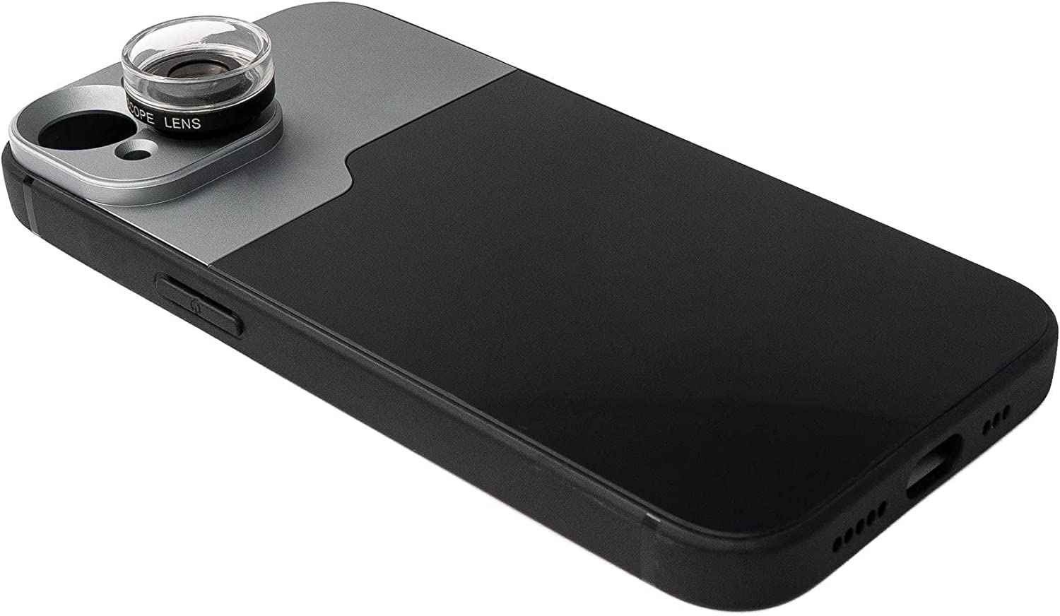 SYSTEM-S Makro Linse 30x Mikroskop Filter mit Hülle in Schwarz für iPhone 14
