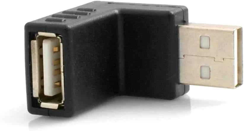 SYSTEM-S USB A (male) zu USB A (female) Winkelstecker 90 grad gewinkelt Adapter Verlängerung Verbindung