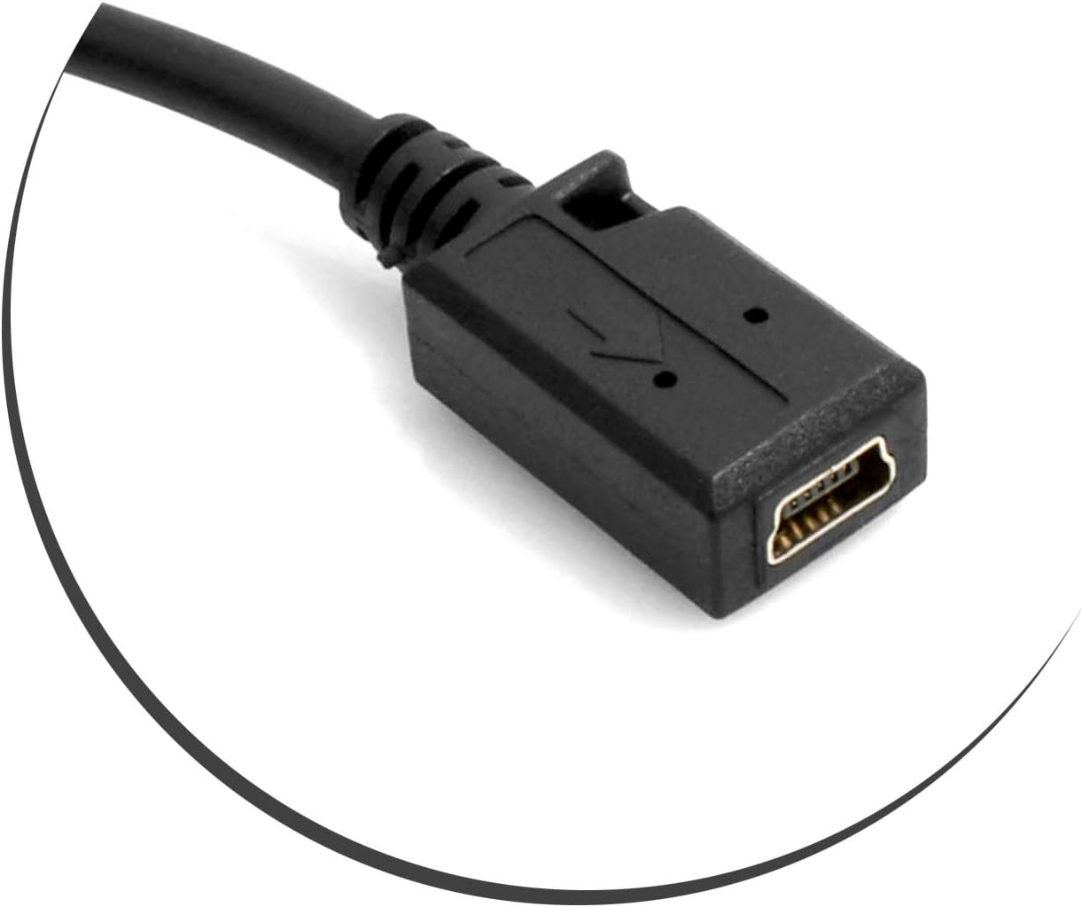 Mini USB Kabel abwärts gewinkelt 27 cm schwarz | System-S
