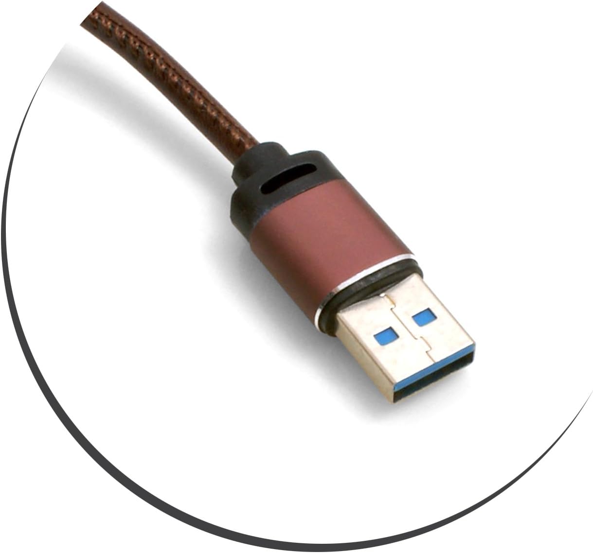 Micro-USB-Adapterkabel USB 3.0 25 cm Lederoptik Braun Aluminium | System-S