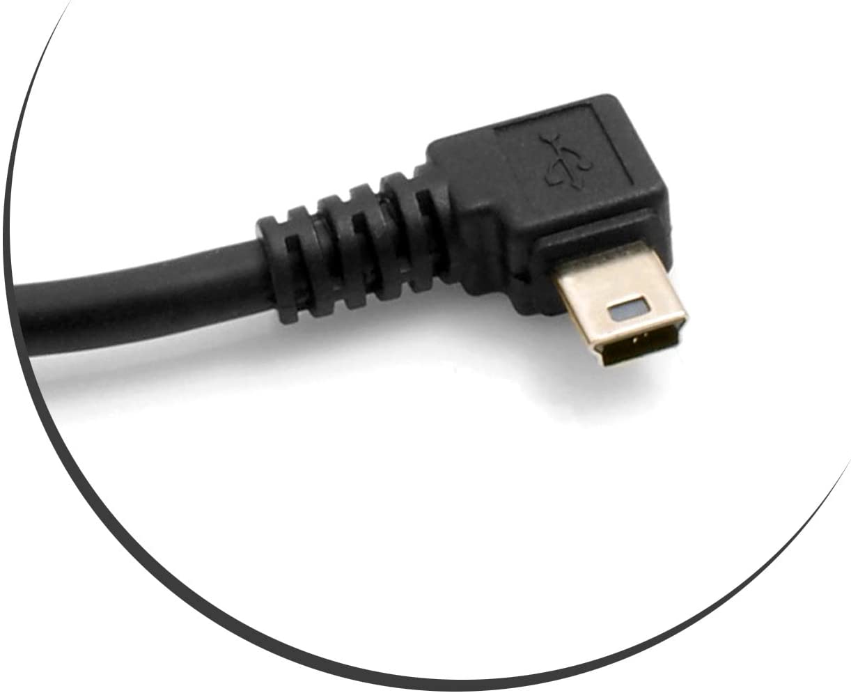 Mini USB Kabel Winkelstecker links gewinkelt 5 m Daten- und Ladekabel schwarz