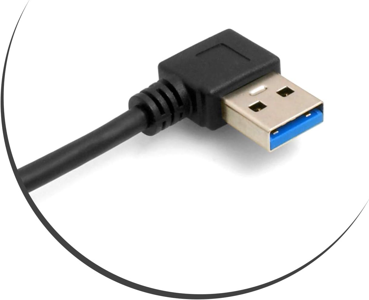 USB-Kabel Typ A 3.0 links gewinkelt zu Typ C 3.1 gewinkelt 28 cm vergoldet