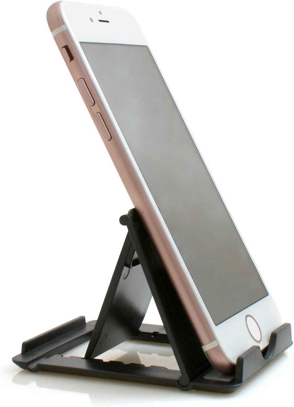 SYSTEM-S Universal Ständer Halter Klappständer Standfuss Tablet Tisch Halterung 6 Stufen Neigung einstellbar 60-75° für Tablet PC Smartphone und andere Geräte in Schwarz
