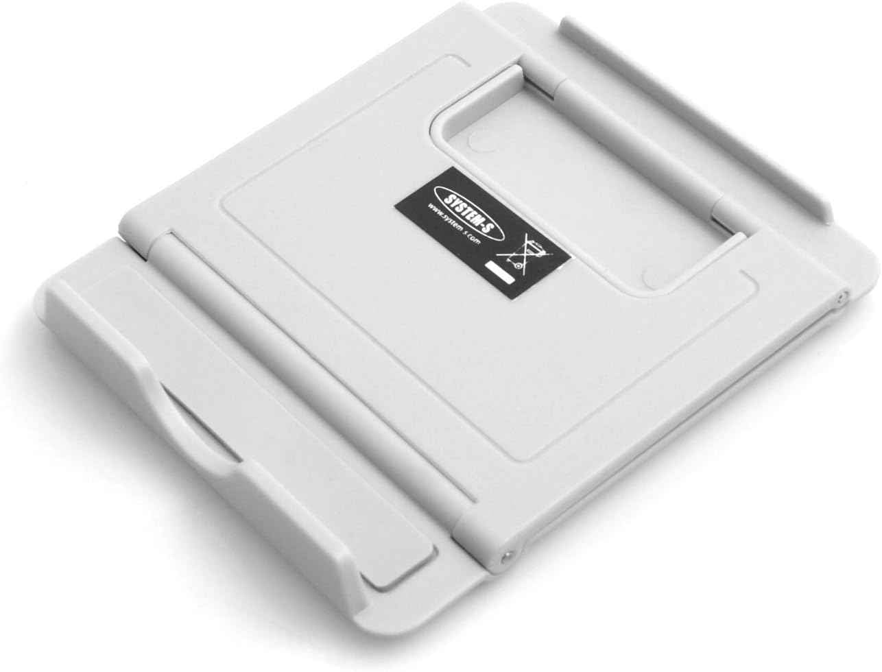 System-S Universal Klappständer Standfuss Tablet Tisch Halterung 6 Stufen Neigung einstellbar 60-75° für Tablet PC Smartphone und andere Geräte (bis 1,4 cm) grau