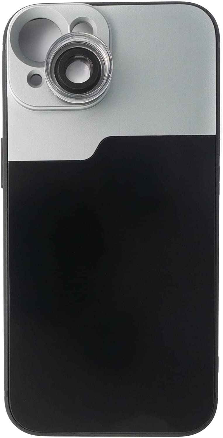 SYSTEM-S Makro Linse 30x Mikroskop Filter mit Hülle in Schwarz für iPhone 14 Plus
