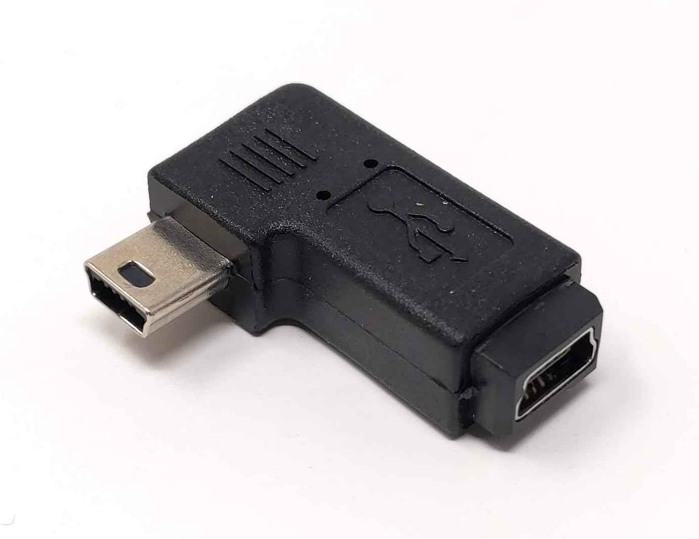 SYSTEM-S Mini USB (Female) auf Mini USB (Male) 90° Rechts gewinkelt Winkelstecker USB Adapter