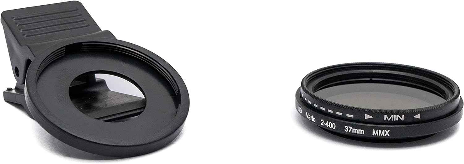 SYSTEM-S ND Vario Filter 37 mm Neutraldichtefilter Graufilter mit Clip für Smartphone
