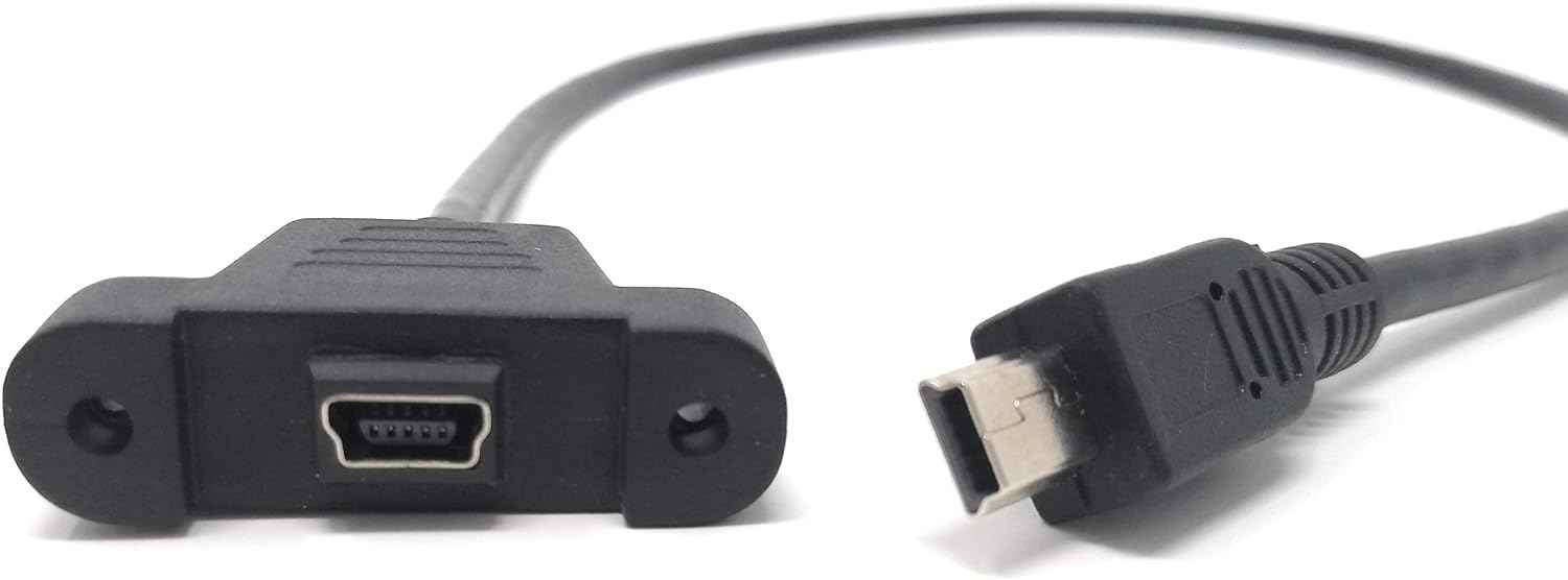 SYSTEM-S Mini USB Panel Mount Mini USB Stecker zu Mini USB Buchse mit Screw Nuts 50cm
