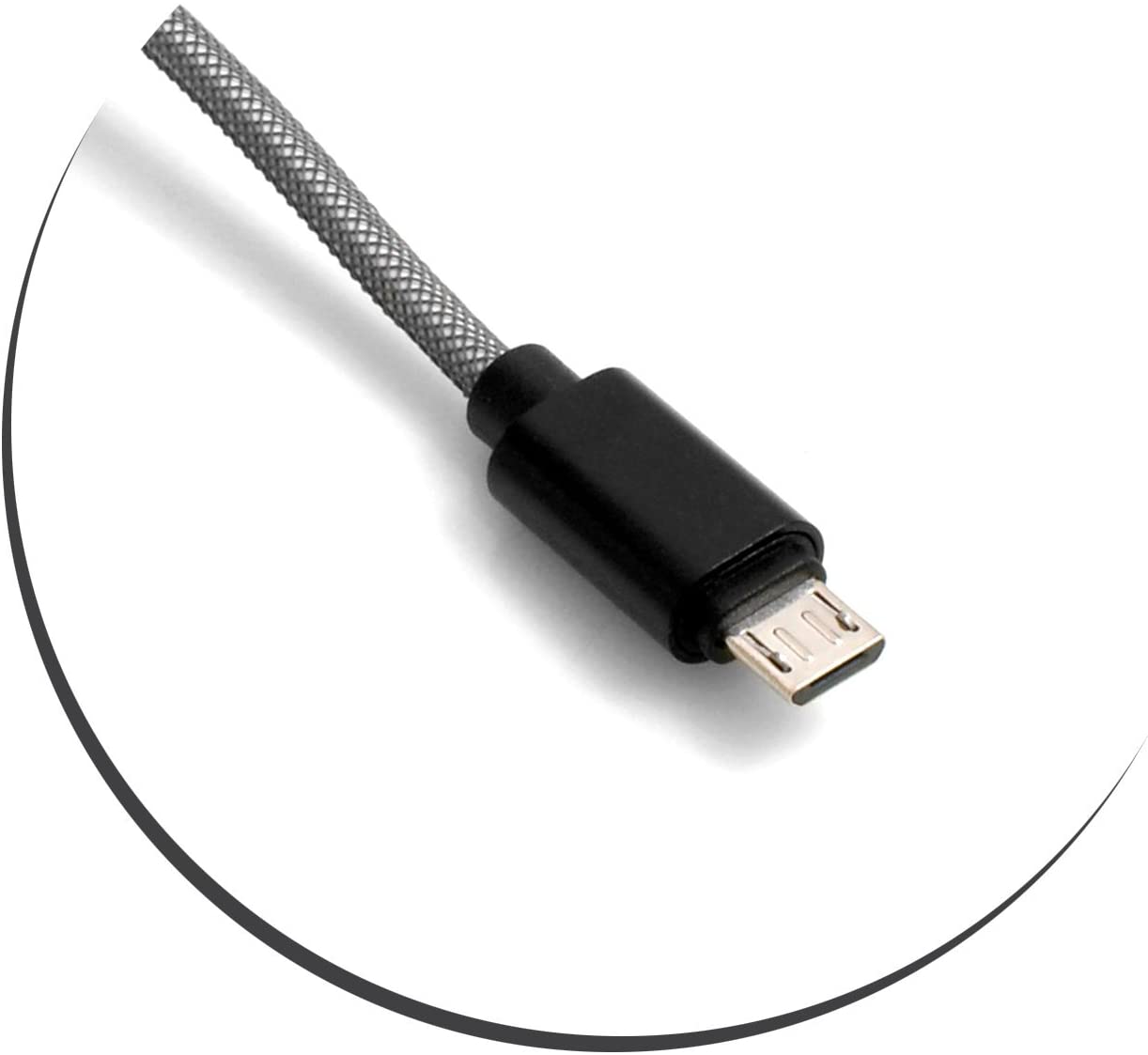 Micro-USB-Kabel 25 cm geflochtenes Nylon grau USB-A 2.0 | System-S